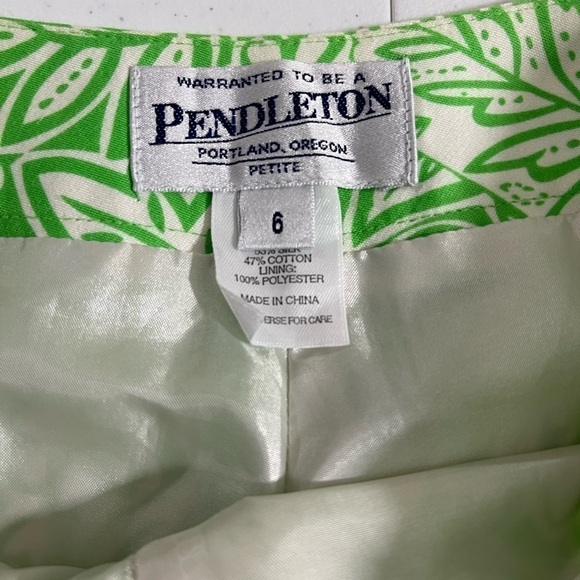 PENDLETON Ankle Cropped‎ Lined Pants Silk Cotton Floral Green 6P - Picture 7 of 10